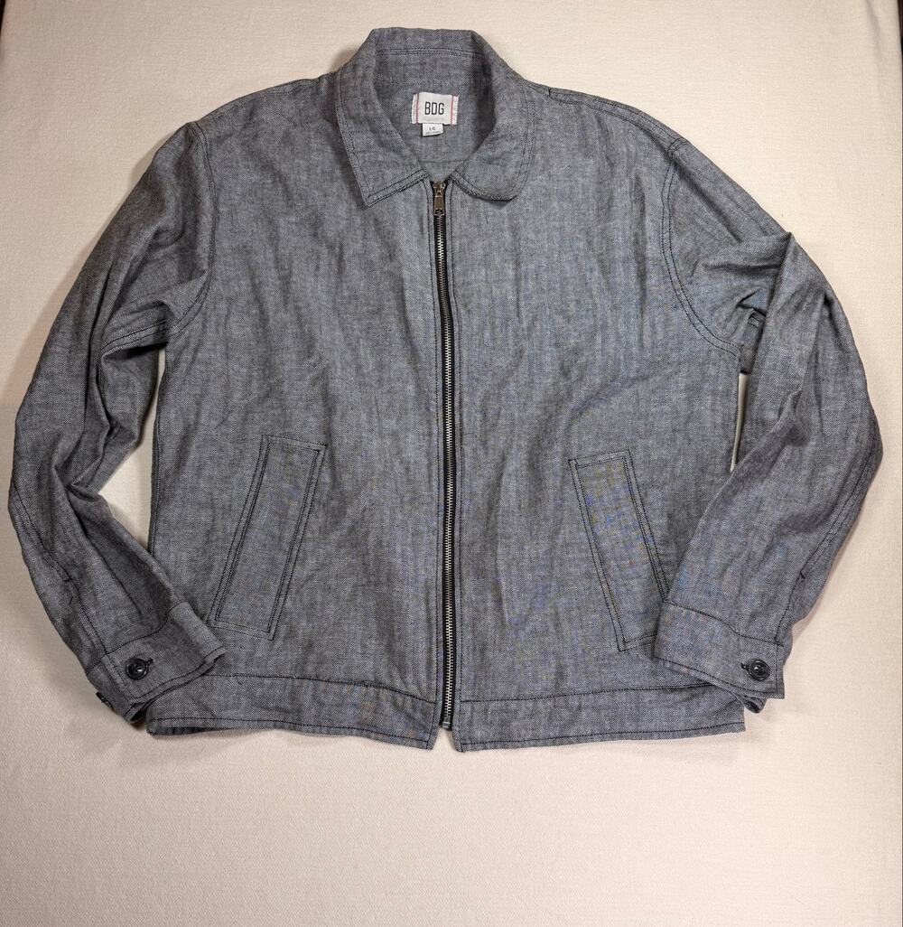BDG Urban Outfitters Men’s Large Herringbone Linen Cotton Zip Jacket